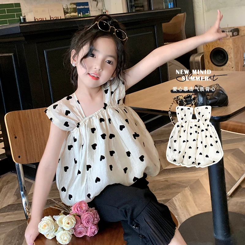 【开播浮力】mini旦女童装短T恤夏装韩版中大童洋气无袖娃娃衫上衣