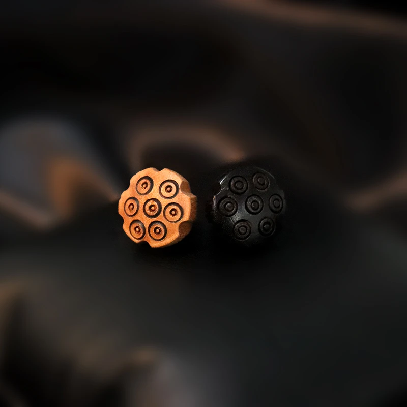 复古枣木黑檀木莲蓬纽扣挂件吊坠diy饰品配件手链挂饰隔珠