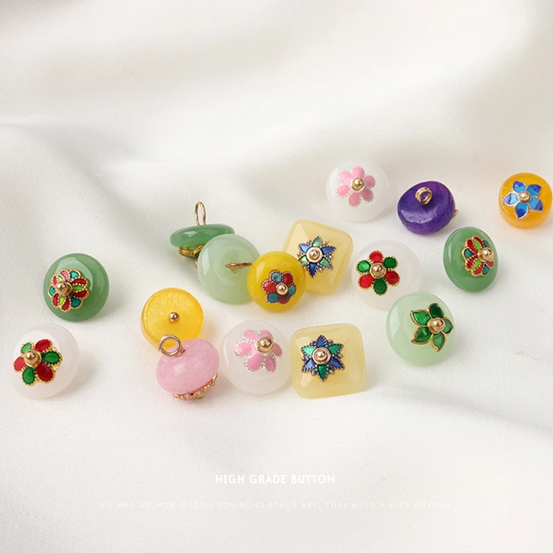 渐变花托隔片国风高档唐装旗袍纽扣扣子老绣服饰盘扣头