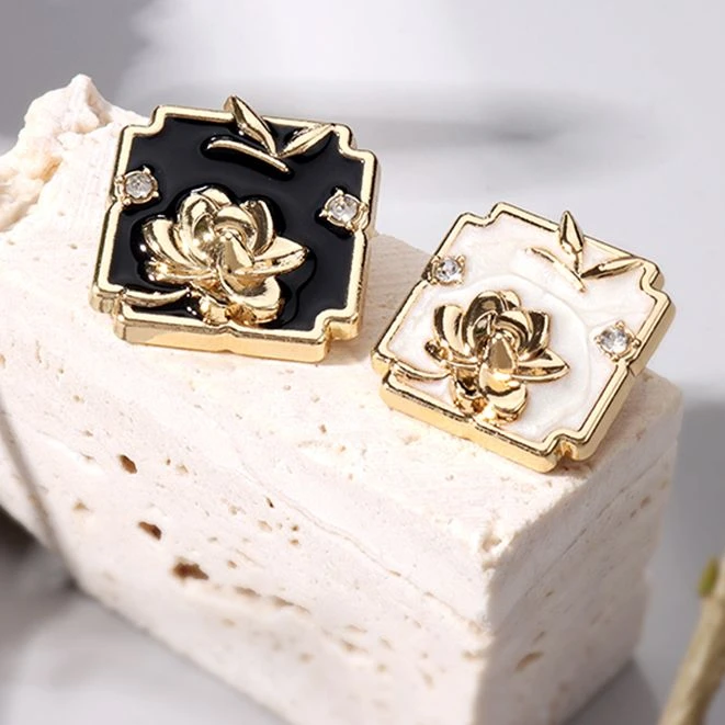 纽扣扣子高档国风金属荷花钮扣新中式纽扣衣服装扣子辅料