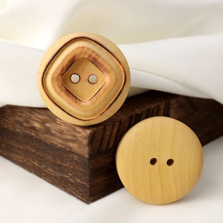 烘培感面包木头纽扣复古原木色纽扣设计感两眼扣子