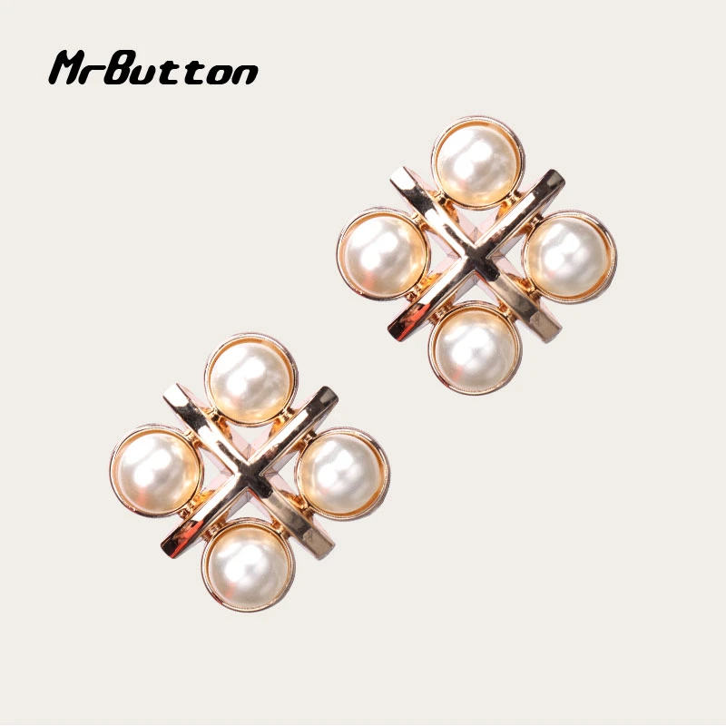 MR BUTTON 金属珍珠钻圆形扣子上衣纽扣大衣毛呢开衫衣服百搭钮扣