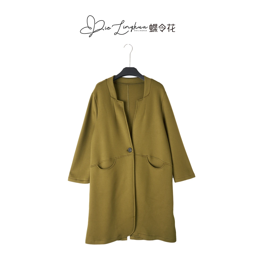 中长款拼接风翻领外套遮肚子时尚双面毛呢女士轻奢上衣女23091-E3