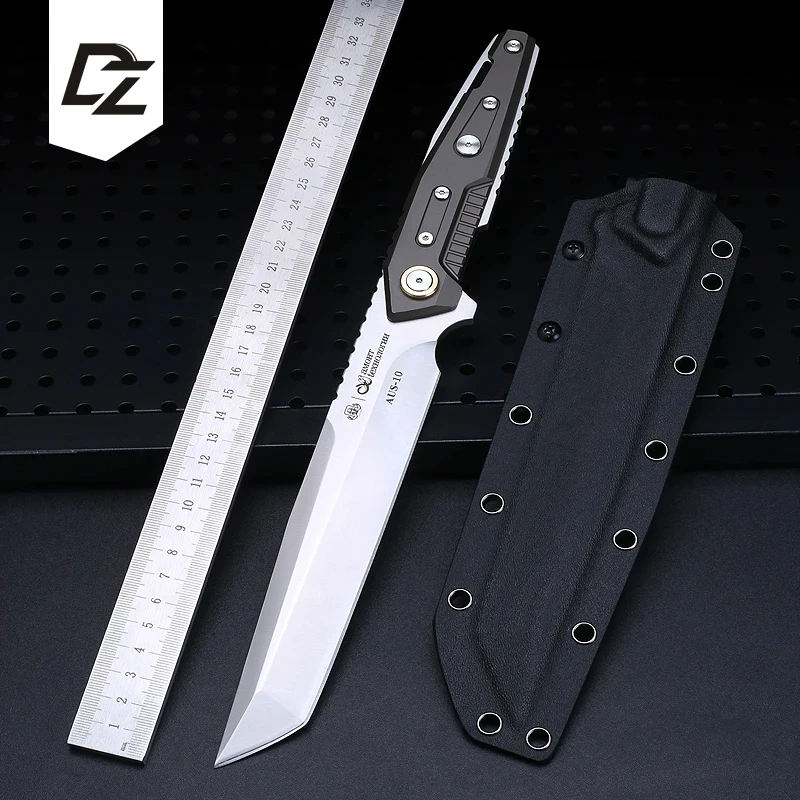 利刀斋-【机甲】K鞘版AUS-10户外野营刀具随身携带小刀高硬度水果刀