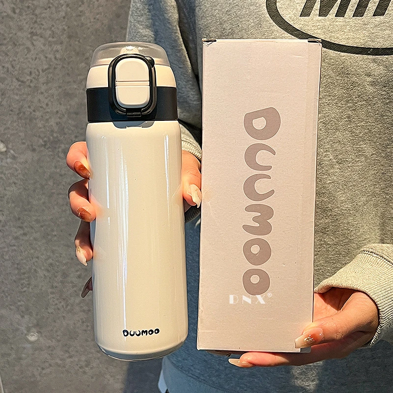 双饮弹跳杯不锈钢真空保温杯简约便携运动水杯男女高级车载杯礼品