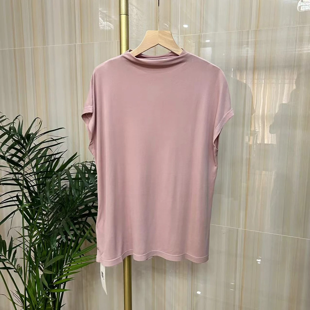 高级针织100%桑蚕丝2024年夏季新款粉色优雅女士上衣211355