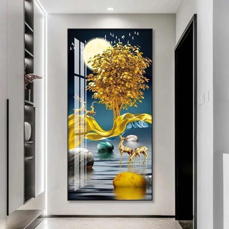 入户玄关装饰画竖版现代简约北欧客厅玄幻晶瓷挂画走廊过道墙壁画