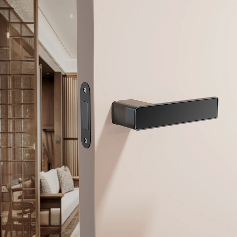机械磁吸生态门锁室内卧室静音房门锁家用卫生间通用型木门锁把手