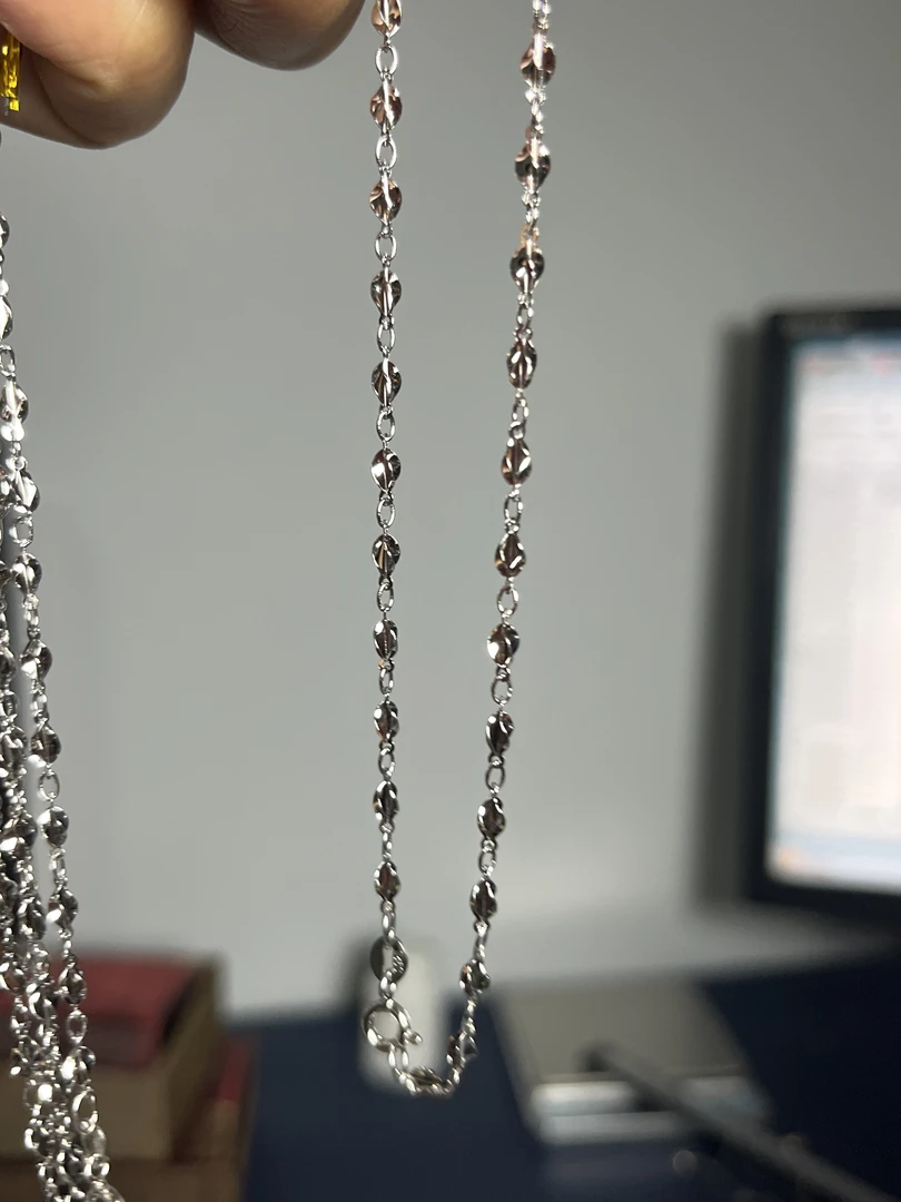 925银银制品 短扭麦粒-18寸项链