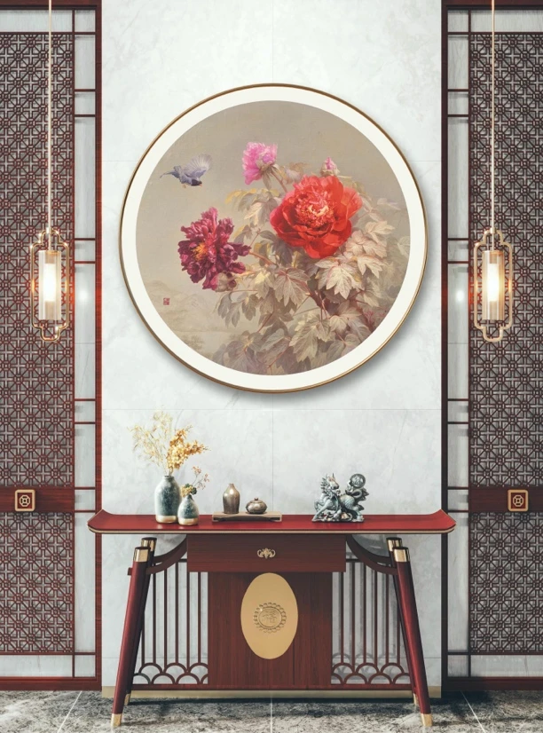 牡丹限量亲签版画直径70cm