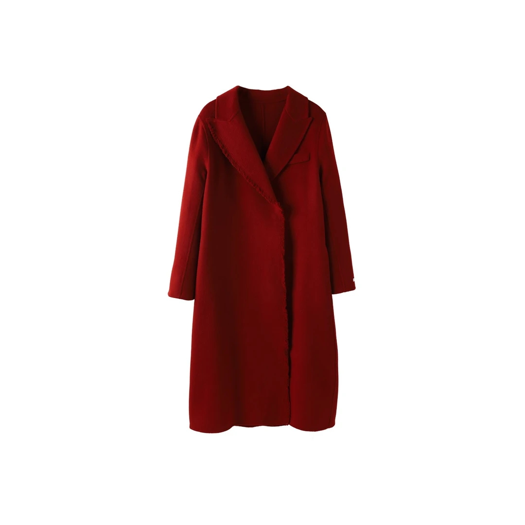 9901-凡诗琪FEARCHARIA-2023新款轻奢毛呢外套中长款气质翻领大衣