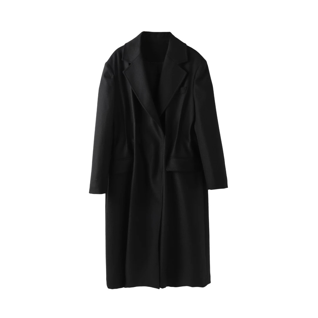 23524-凡诗琪-新款轻奢排扣中长款大衣时尚简约设计感毛呢外套