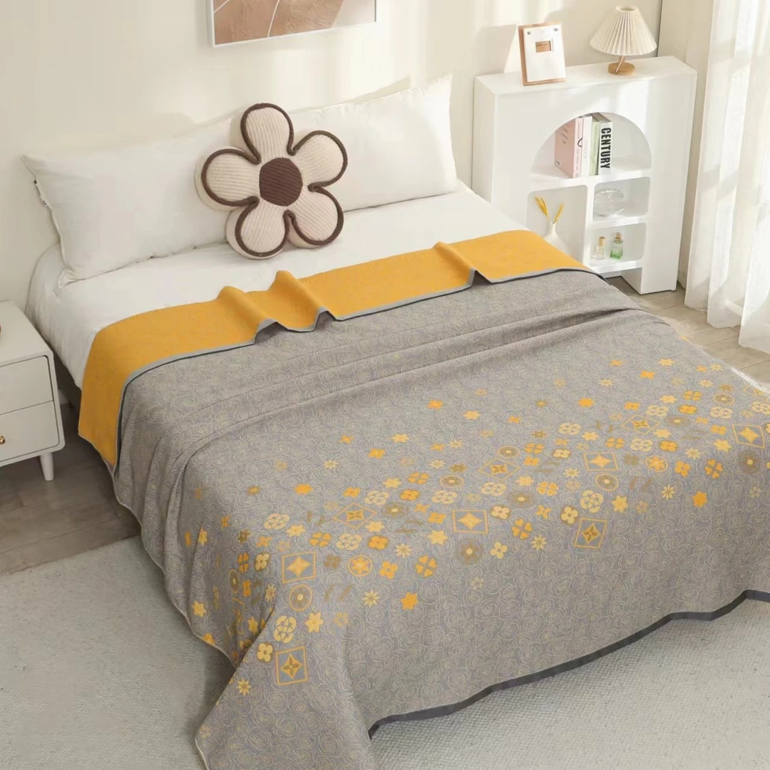 【墨尔本灰单人】150*200(cm)单人纱布盖毯