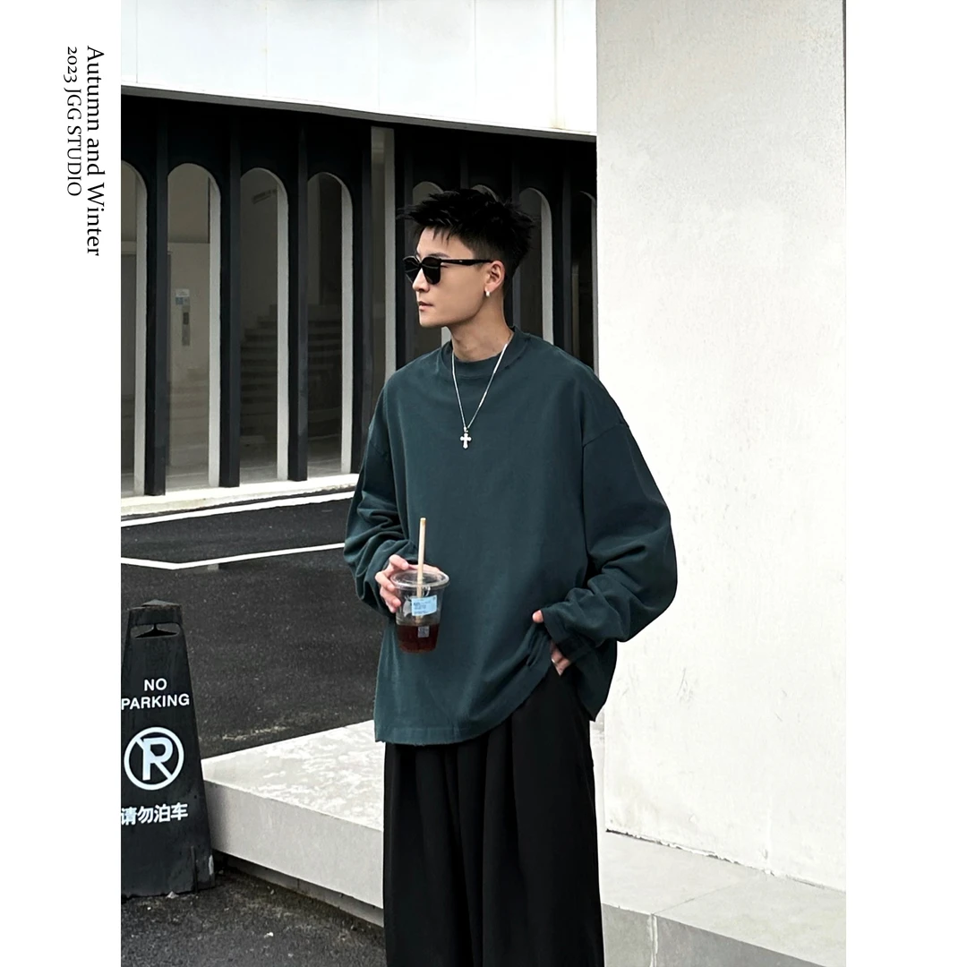 鸡哥哥 24A/W  享受磨毛触感 oversize做旧破洞纯T恤