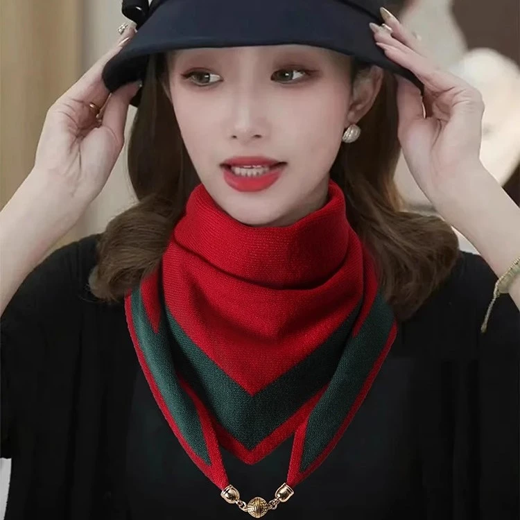 【针织磁扣三角巾】秋冬季新款多功能磁扣时尚百搭保暖护颈洋气围巾