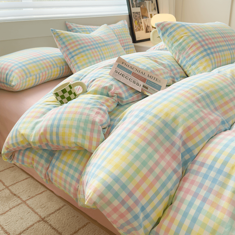 母婴级全棉水洗棉床单被套四件套学生宿舍纯棉床笠枕套单人三件套