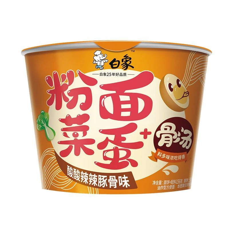 白象粉面菜蛋酸辣豚骨面味156g/桶