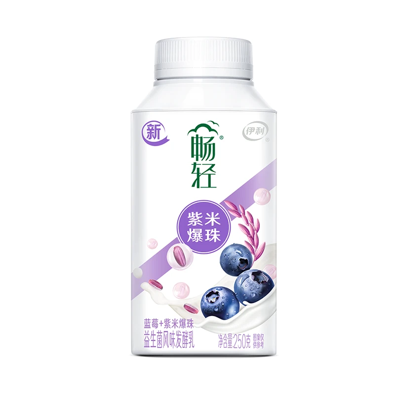 伊利畅轻蓝莓紫米爆珠益生菌风味发酵乳250g/瓶