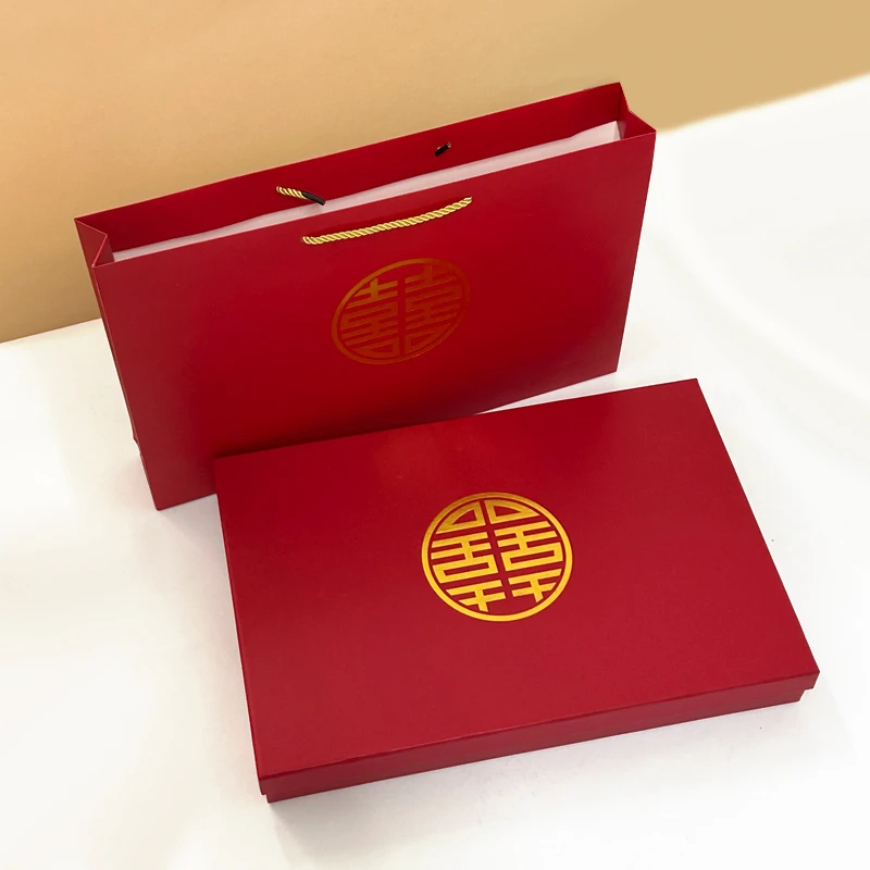 新娘结婚高档红色喜庆皇冠配饰团扇礼盒装订婚中式