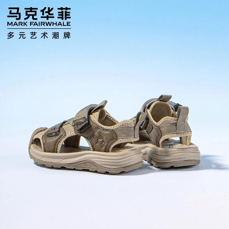 【马克华菲】2024夏季男童凉鞋高端软底镂空户外透气运动包头帅气