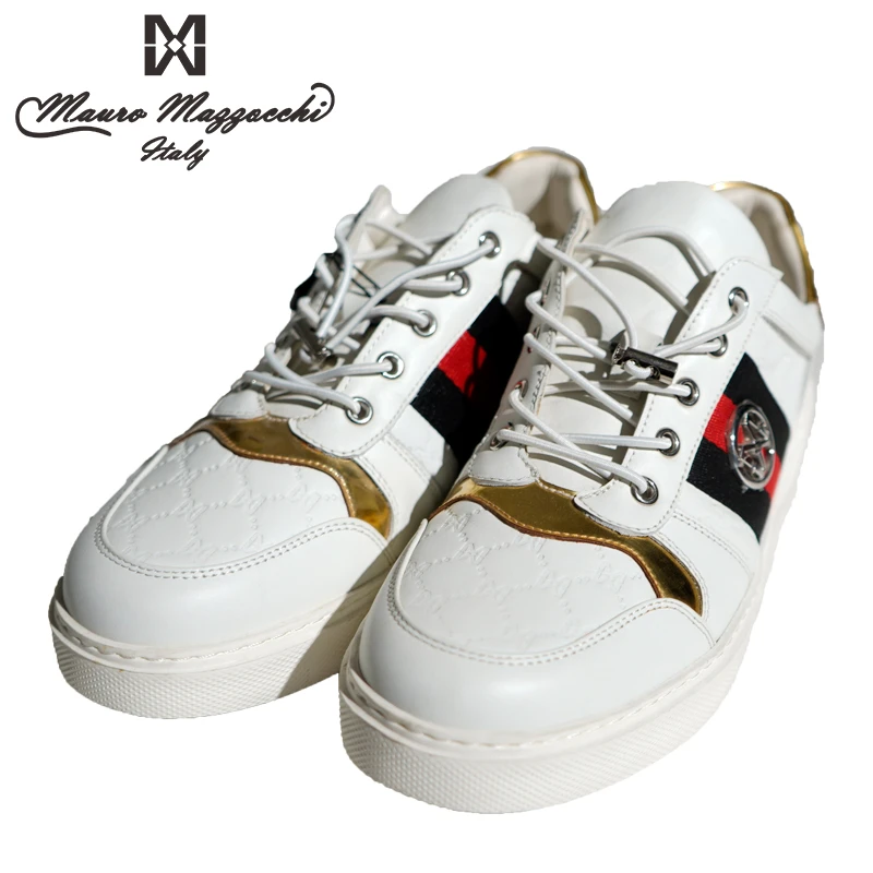 Mauro/玛路男士低帮白色牛皮休闲板鞋时尚潮鞋百搭四季可穿  1030