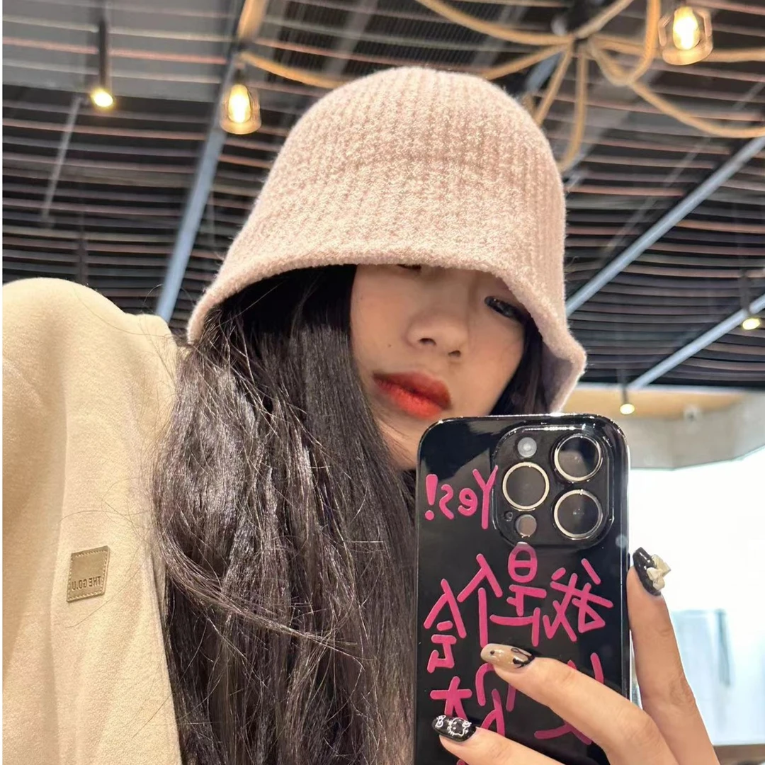 172米色网红保暖日系盆帽渔夫时尚潮流帽子秋冬季休闲学生帽子