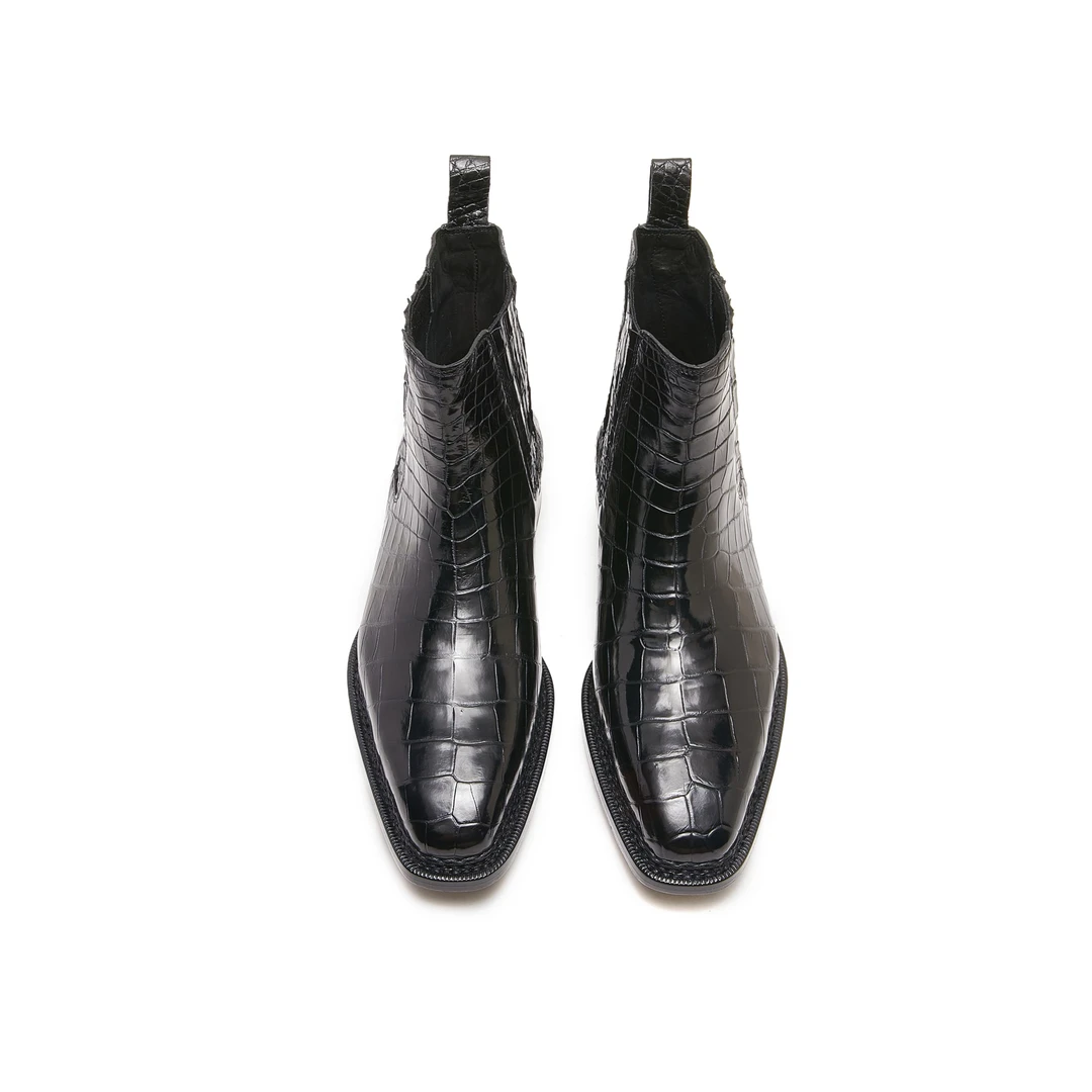 挪威缝高端切尔西靴英伦风男士商务一脚蹬手工皮靴