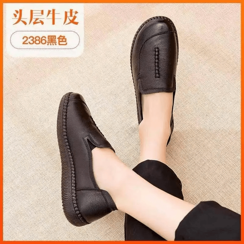 头层牛皮女士软底四季果冻底妈妈鞋1902#
