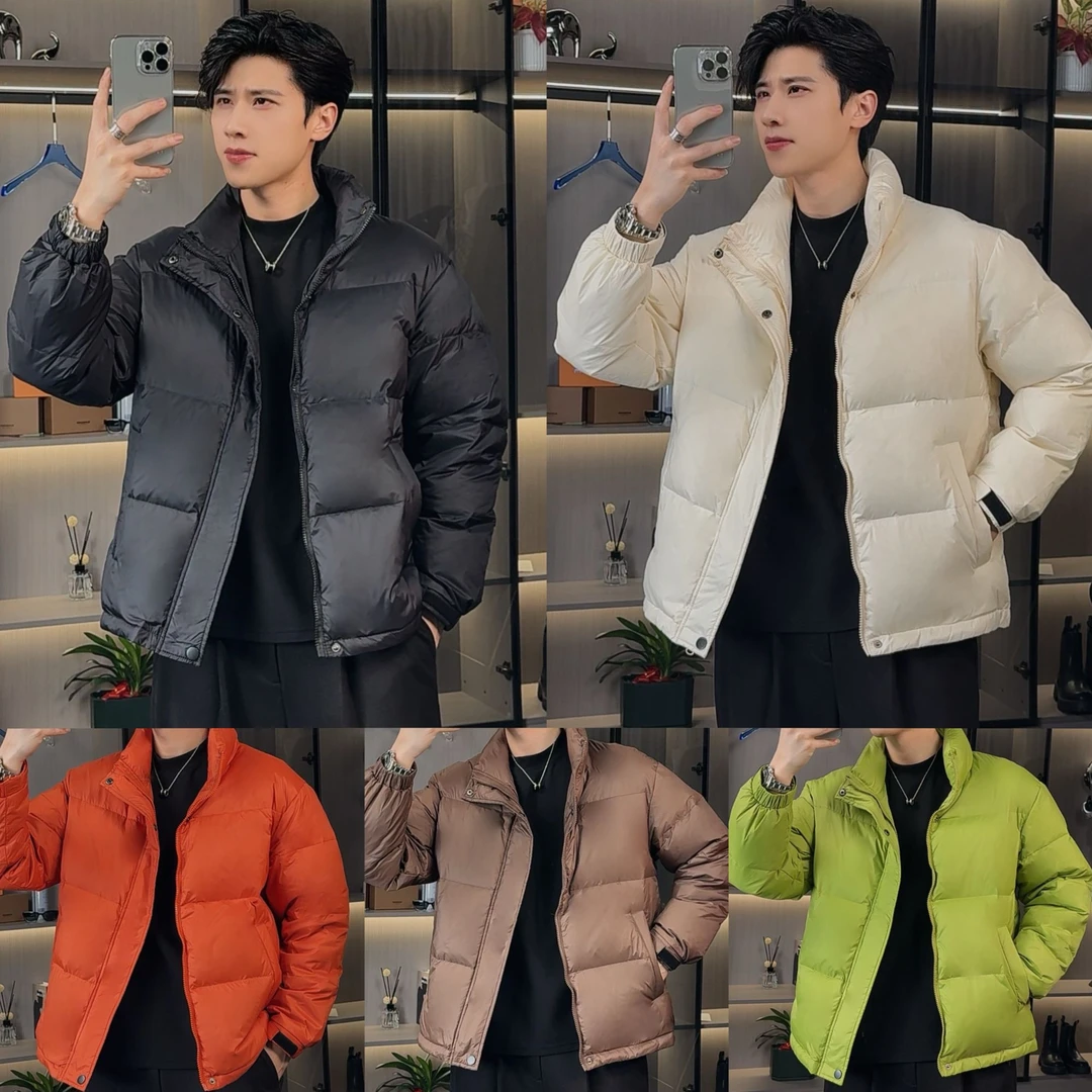 【百象服饰】新款冬季纯色时尚加厚立领男士短款羽绒服保暖外套