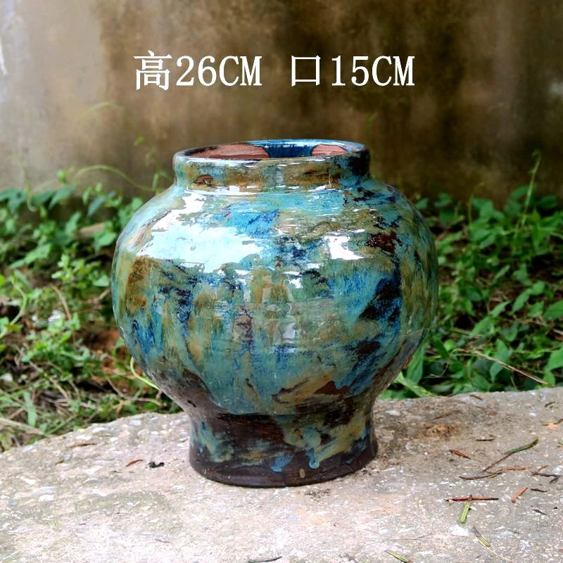 新品宜兴手工粗陶多肉植物花盆法师绿萝群生国风复古创意高大口径