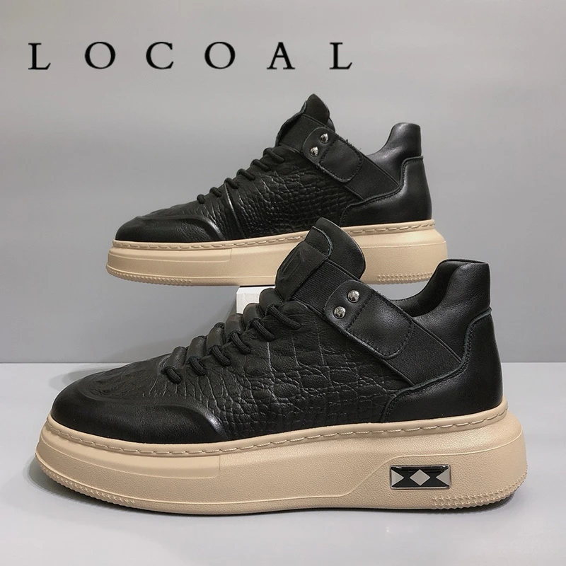 LOCOAL【意大利手工定制】秋冬时尚厚底百搭透气韩版男士潮鞋