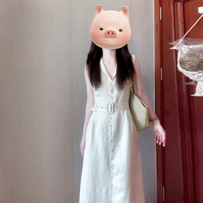 3774法式气质无袖高贵气质风连衣裙女2025新款轻奢小众高级感女装