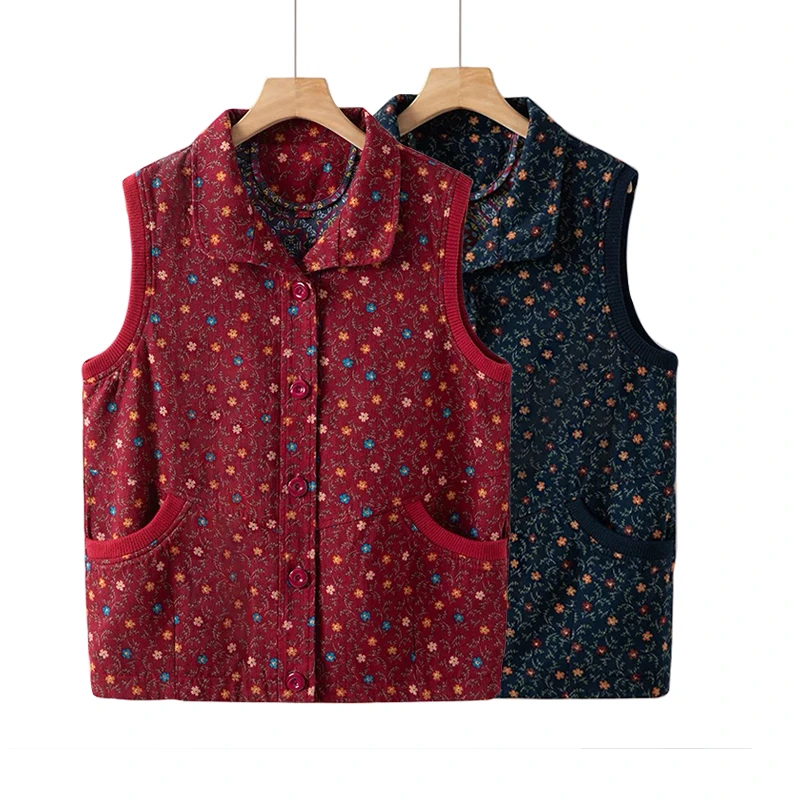 奶奶秋装外套洋气老太太小开衫新款老年人妈妈春秋马甲上衣碎花