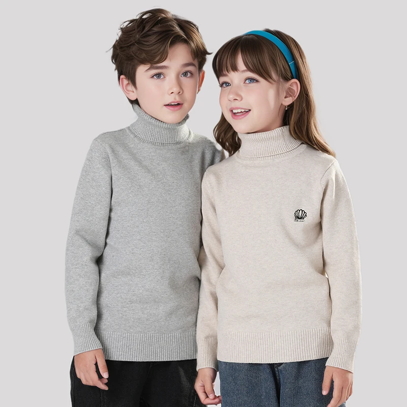 儿童高领毛衣棉秋冬男童女大童学院风高领加绒加厚针织毛线衣冬季