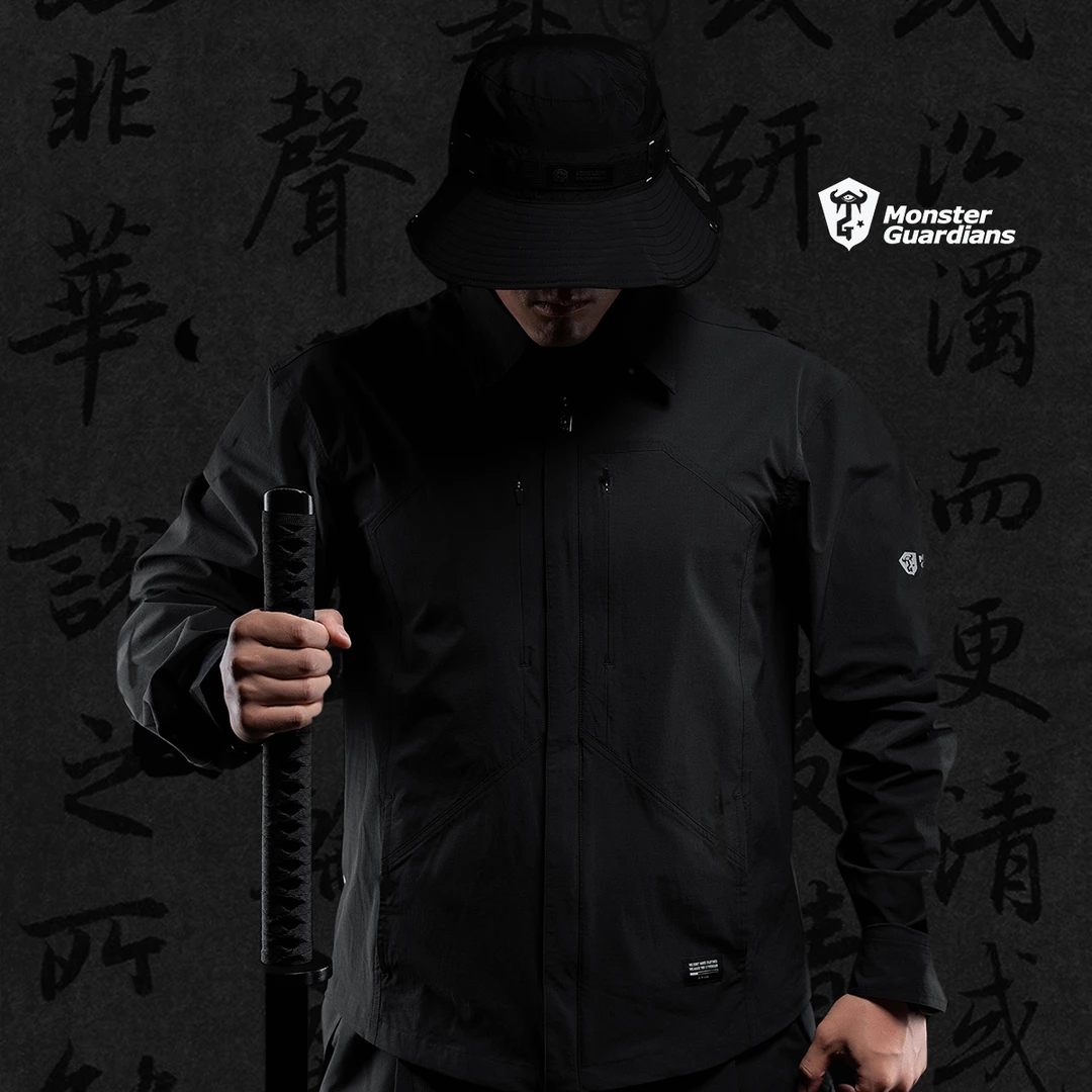 MonsterGuardians暗夜系列男子秋季新款运动休闲工装衬衫外套