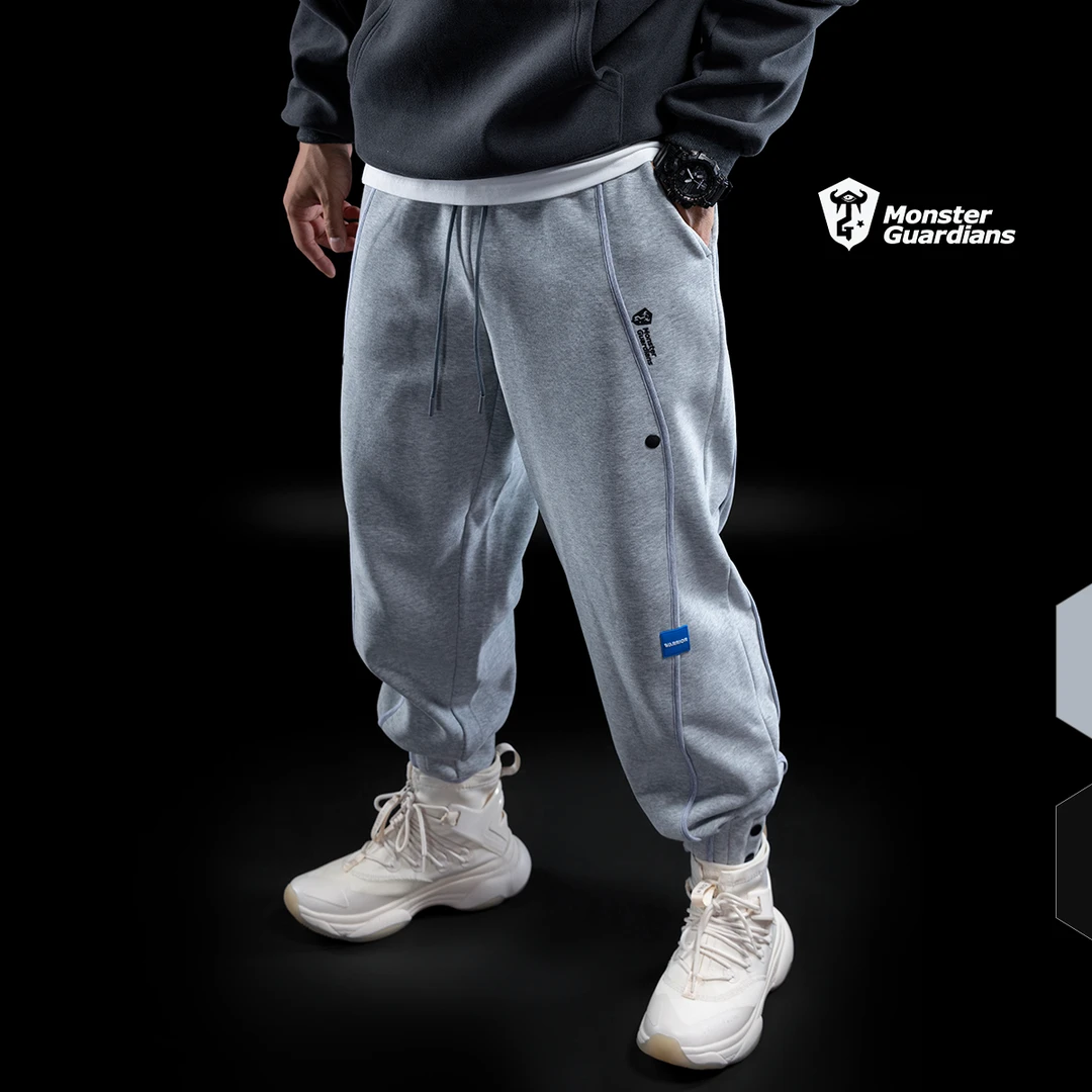 MonsterGuardians男子加绒加厚运动长裤宽松保暖束脚卫裤