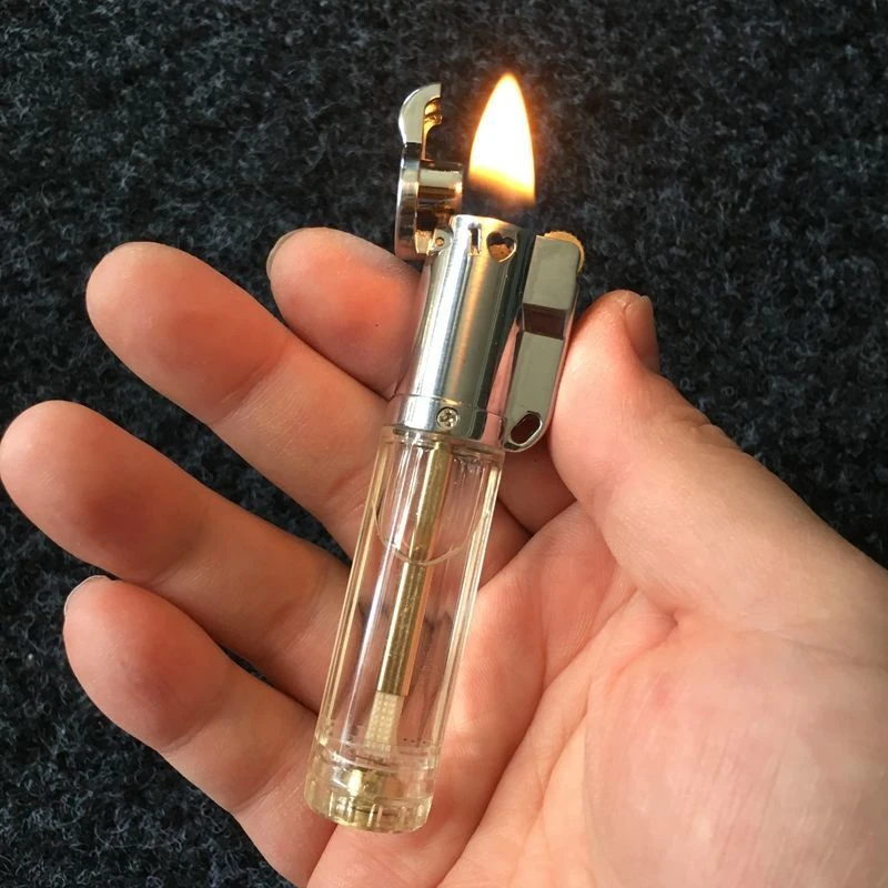 透明油仓煤油打火机储油式煤油老式复古网红网红可视点火侧滑迷你