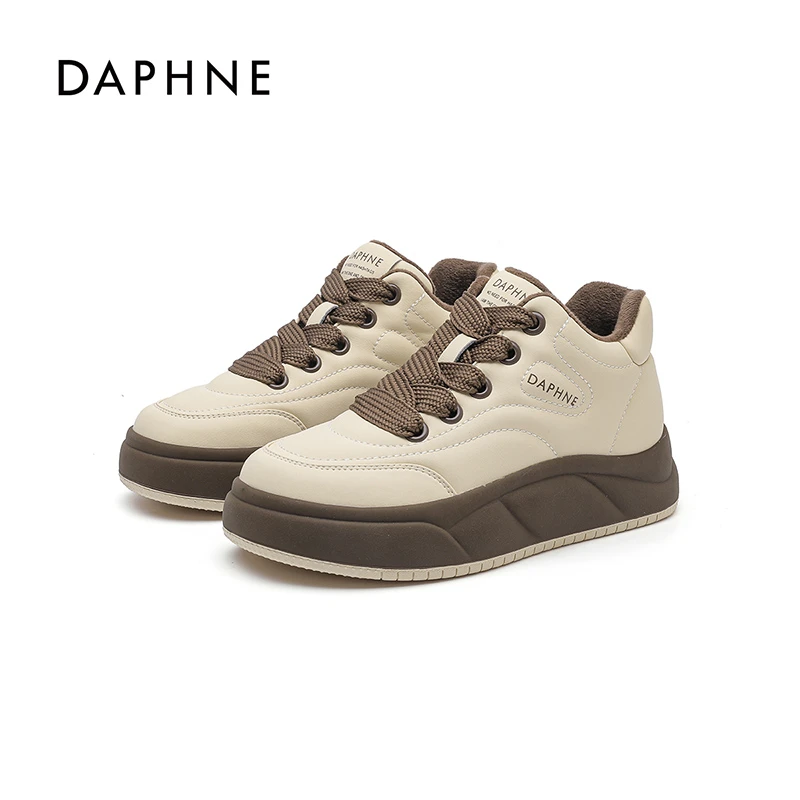 Daphne/达芙妮加绒保暖新款板鞋2025冬季厚底增高时尚运动休闲鞋