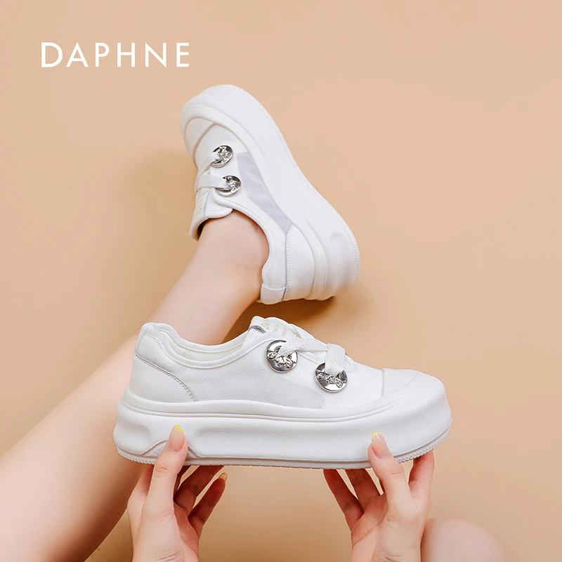 达芙妮2025新款女鞋休闲小众ins百搭夏季外穿厚底鞋子时尚小白鞋