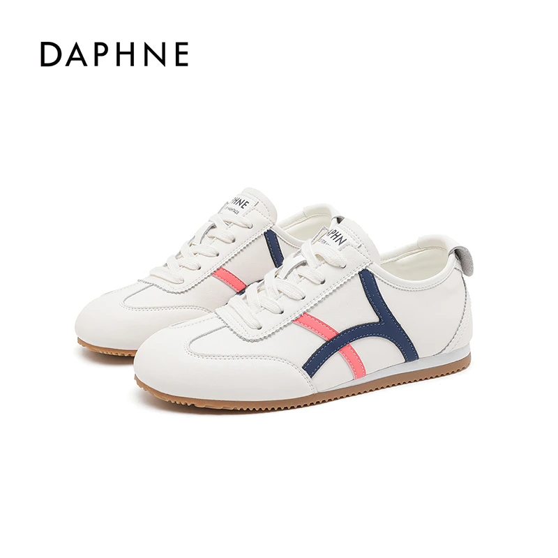 达芙妮2025新款女鞋小白鞋夏季时尚百搭休闲鞋复古潮流平底鞋