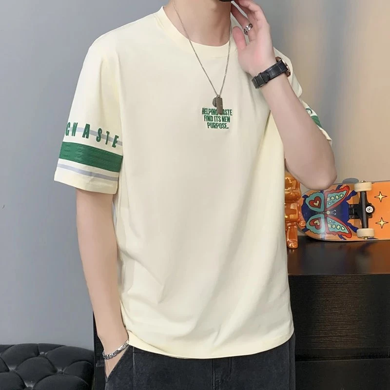 男士短袖t恤夏季2023新款潮牌刺绣纯棉半袖潮流ins体恤男装上衣服