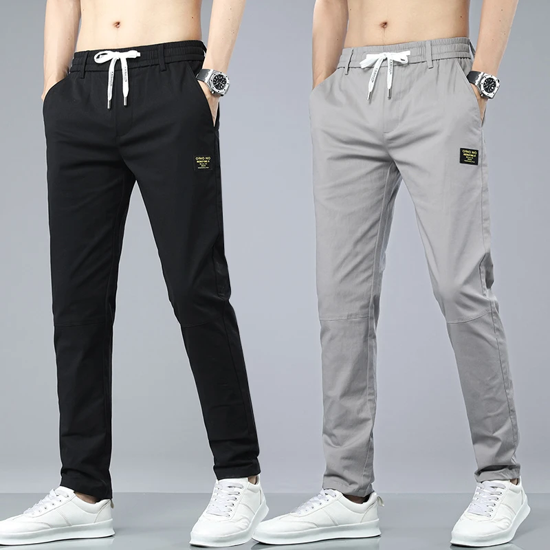 夏春季薄款休闲裤男士直筒修身韩版潮流广州夏天弹力休闲长裤百搭