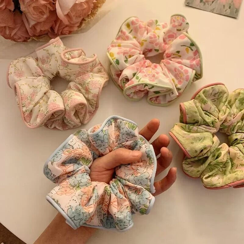 森系仙美碎花大肠发圈女新款扎丸子头ins气质头绳夏季简约头饰