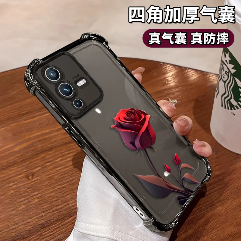 适用于VIVOS12一支玫瑰电镀防摔壳女款创意全包保护套