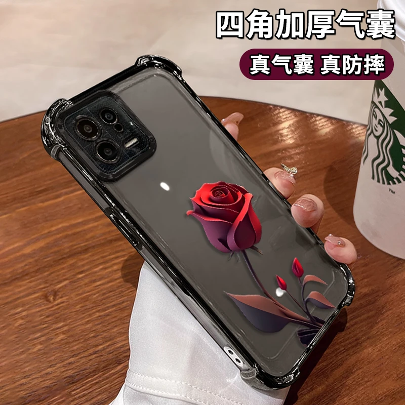 适用于小米13一支玫瑰电镀防摔壳女款创意全包保护套