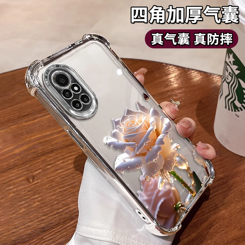 适用于华为NOVA8PRO水晶玫瑰电镀防摔壳创意女手机壳保护套