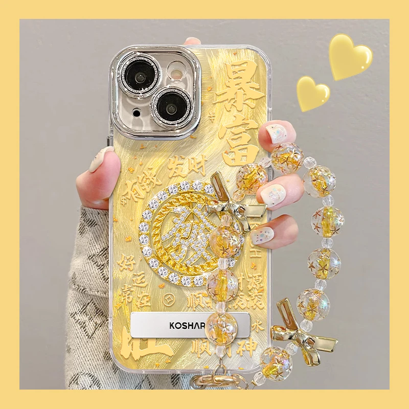 适用于苹果14plus暴富發转盘精孔羽纱壳女手机壳防摔保护