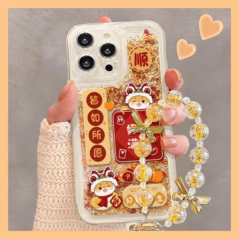 适用于苹果12pro新年款皆如所愿流沙壳女手机壳防摔保护全包可爱