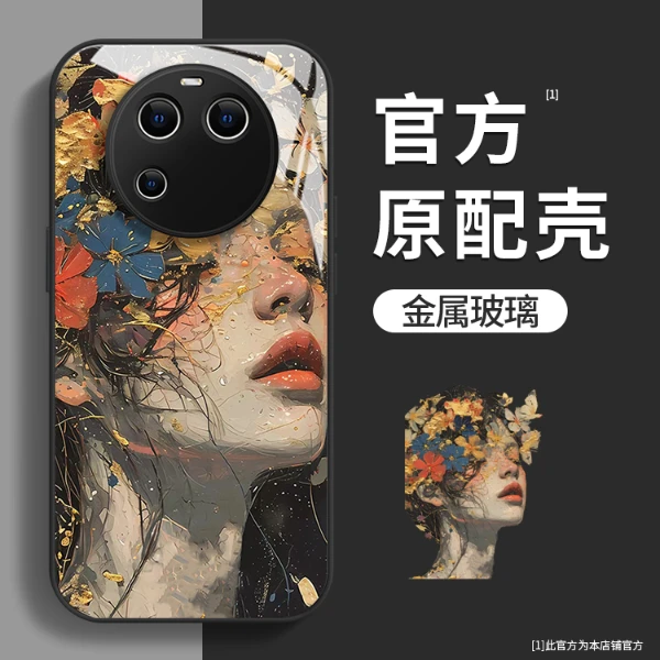 适用于OPPOFindX6玻璃壳繁花女孩文艺风新女款创意小众防摔手机壳