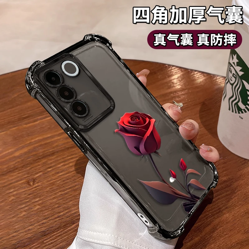 适用于VIVOS16pro一支玫瑰电镀防摔壳女款创意全包保护套